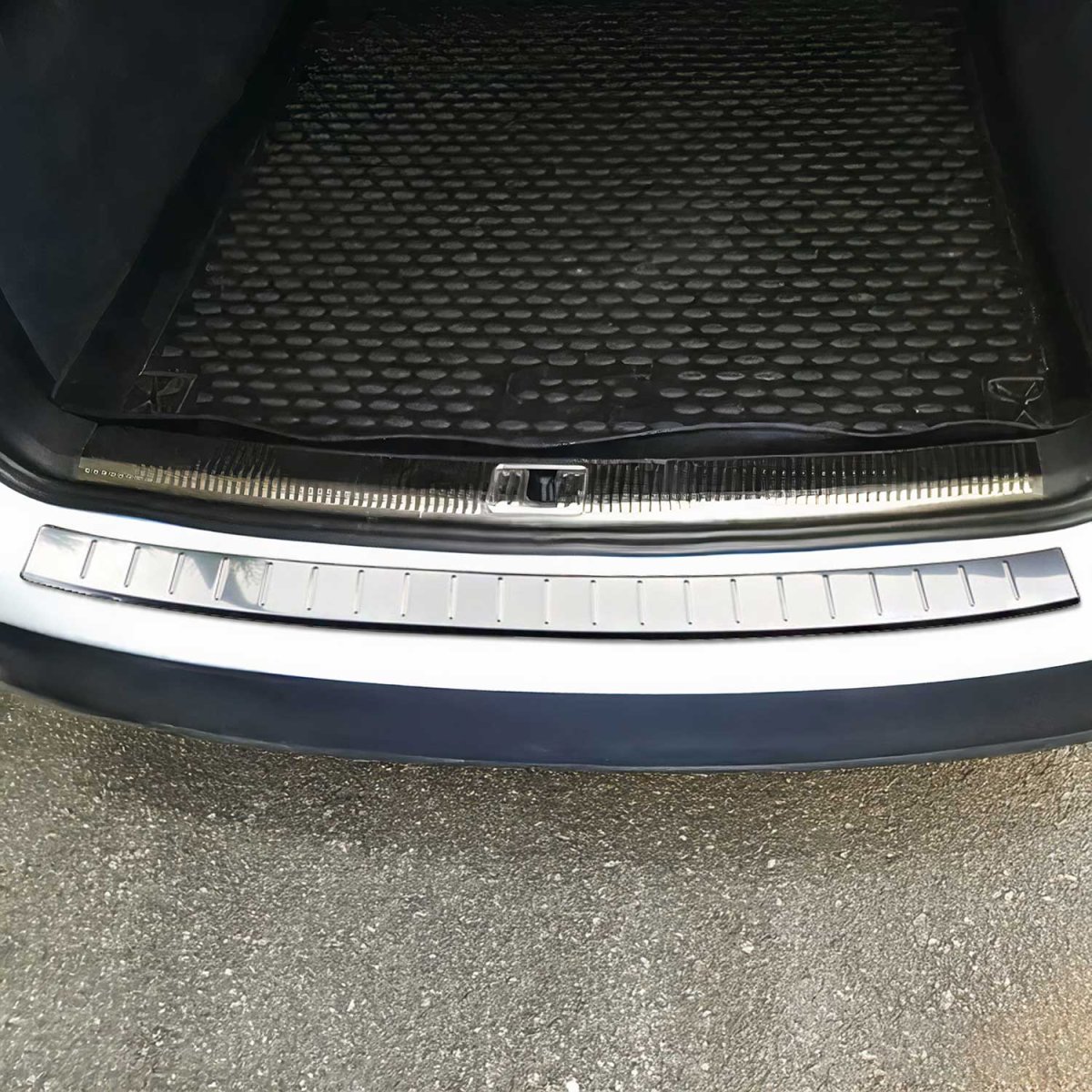 Audi A4 Rear Bumper Sill Cover - Omac - S.Steel - Gloss Silver - '08-'16